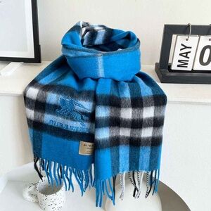 Burberry Blue and Black Checkered Scarf